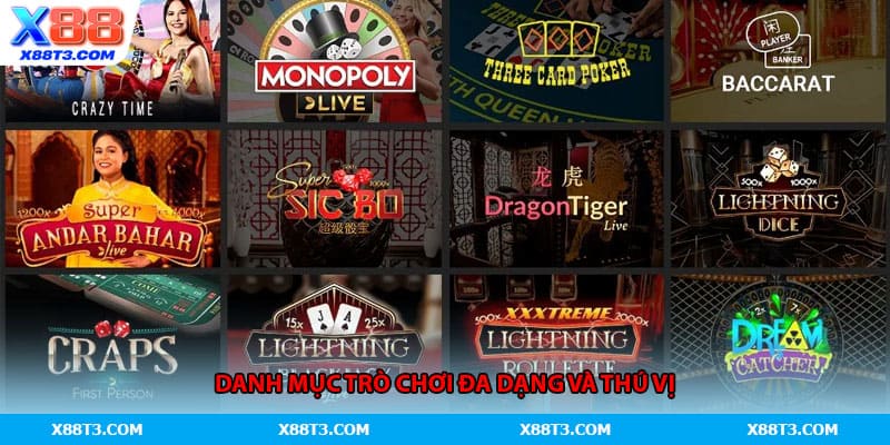 Danh mục trò chơi đa dạng và thú vị